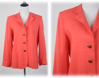1980s Blazer Orange Linen Look Lillie Rubin Jacket