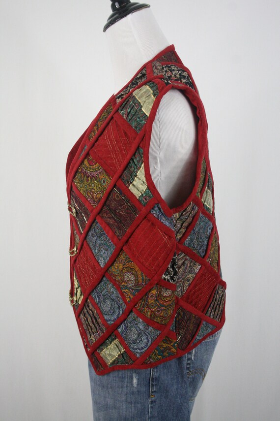 Vintage Vest Quilted Patchwork Handmade Vest Gem