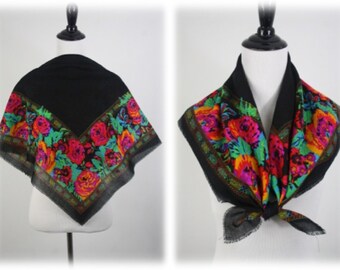 Vintage Scarf Square Challis by Berkshire Winter Scarf