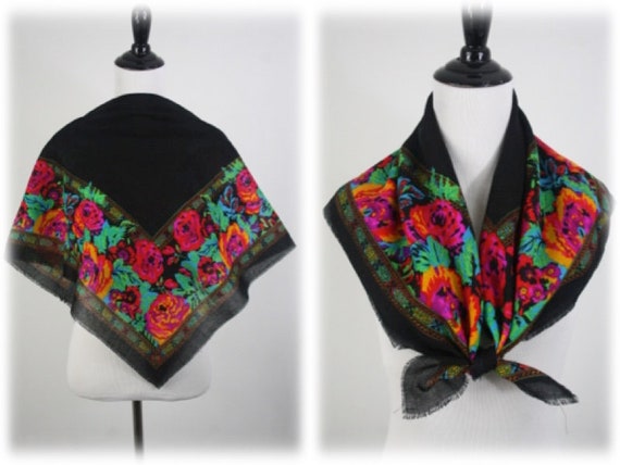 Vintage Scarf Square Challis by Berkshire Winter Scarf - Etsy