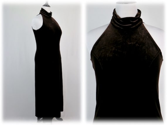Vintage 1990s Dress Carole Little Brown Stretch Velvet Long Dress Size 12 -  Etsy