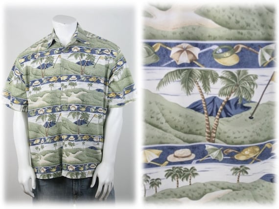 Vintage Aloha Shirt Cotton Pierre Cardin Golf Shi… - image 1