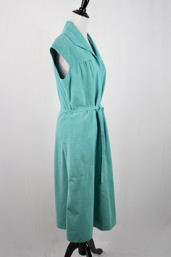 1970s Vera Maxwell Ultra Suede Turquoise Dress Bo… - image 3