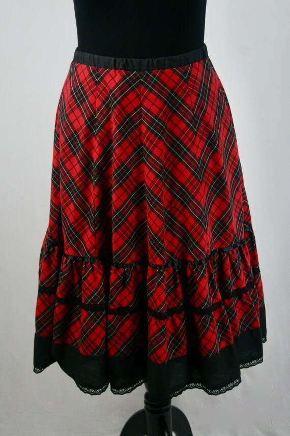 Vintage Skirt Red Plaid Prairie Skirt Volup Vinta… - image 9