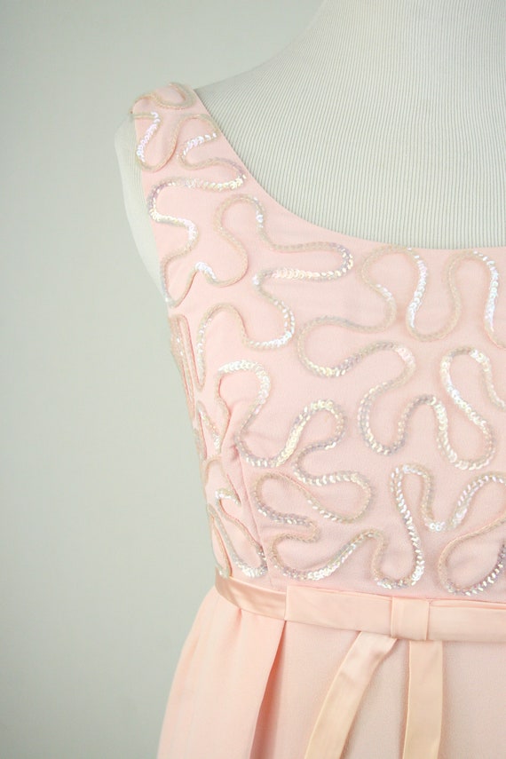 1960s Dress Pink Sequined Wiggle Dress Bridesmaid… - image 4