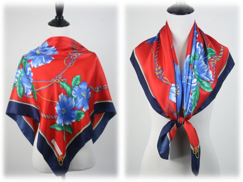 Vintage Scarf Large Square Floral Sunkyung Sa Scarf - Etsy
