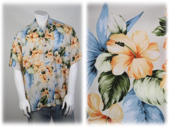 Vintage Aloha Shirt Natural Issue Rayon Shirt XL - image 1
