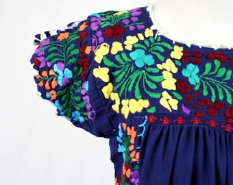 Vintage Handmade Jora Floral Embroidered Maxi Dress Blue Stunning M/L - Etsy