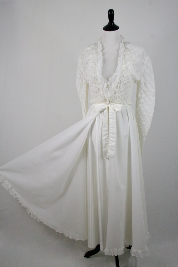 1960s Peignoir Set Odette Barsa Bridal White Long… - image 2