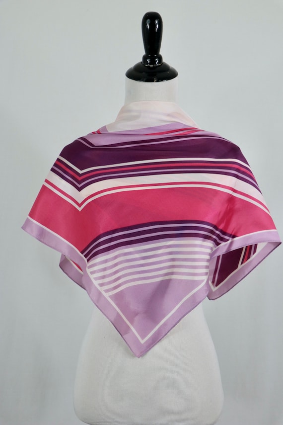 Vintage Scarf Pink and Purple Acetate Square Scarf - image 4