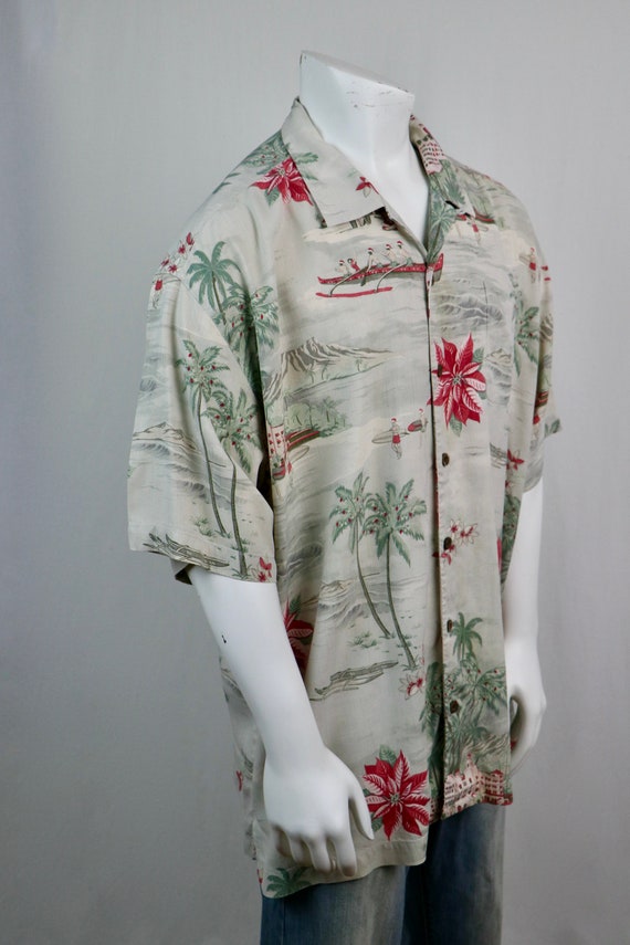 Tommy Bahama Aloha Shirt Silk Christmas Shirt XXL - image 5