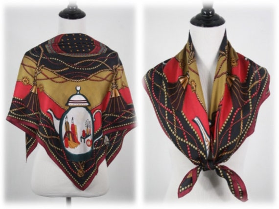 Vintage Scarf Silk Teapots British Designers at t… - image 1