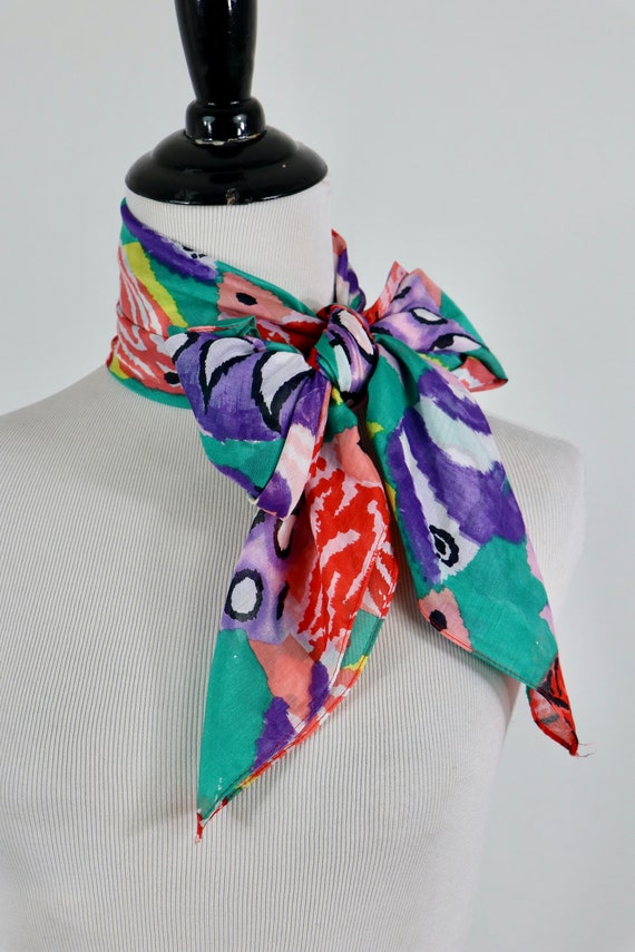 Vintage Scarf Echo Tropical Fish Large Square Cot… - image 8