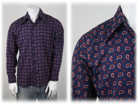 1970s Shirt Paisley Polyester JC Penney 