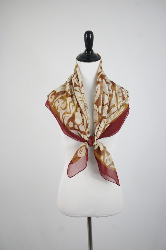Vintage Scarf Large Square Chiffon Scarf Etsy