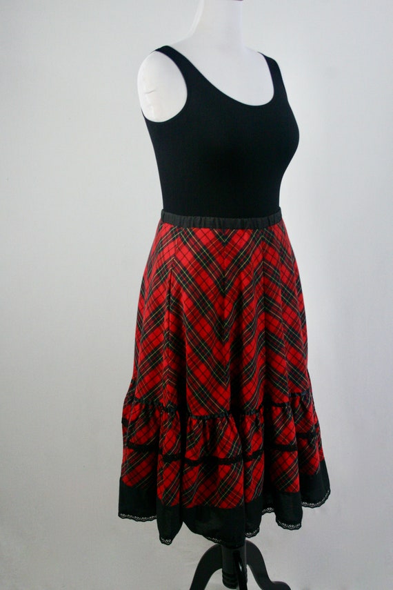 Vintage Skirt Red Plaid Prairie Skirt Volup Vinta… - image 5