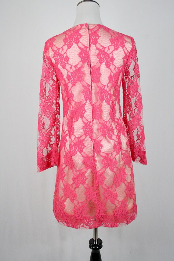 1960s Lace Dress Hot Pink Lace Sheath Bridesmaid … - image 7