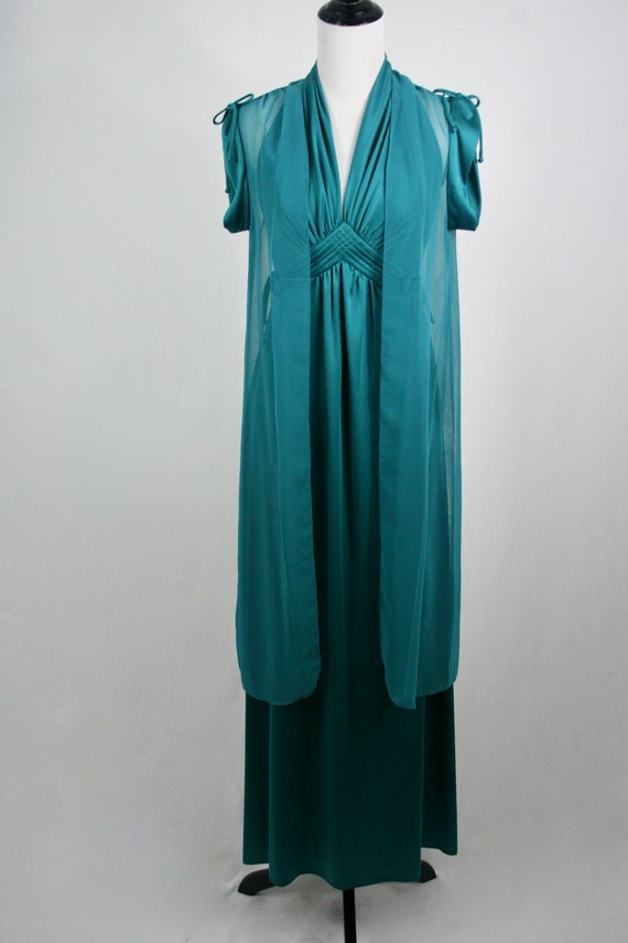 Vintage 1970s Dress Long Dress with Sheer Chiffon… - image 2