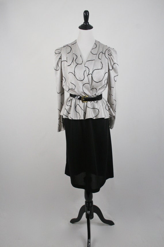 1980s Dress Peplum Sally Lou Dress - image 2