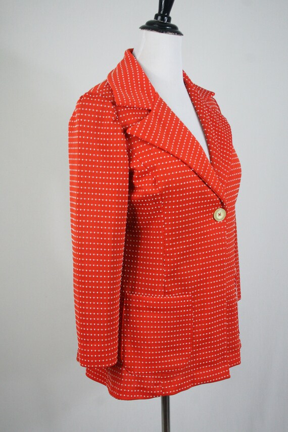 Vintage 1970s Blazer Red White Dots Wide Notched … - image 6