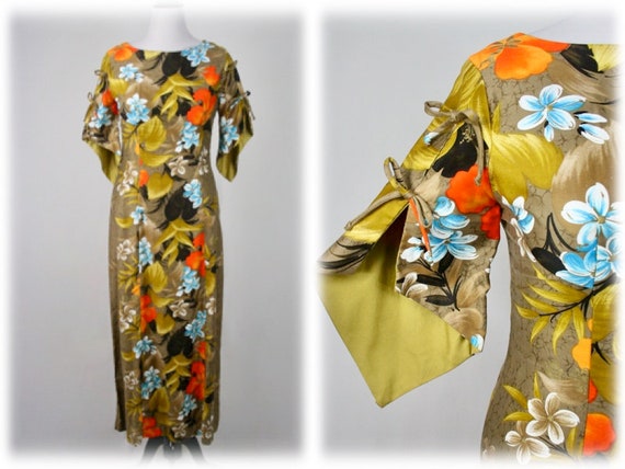 Vintage Hawaiian Dress Cotton Reef Maxi Dress Size