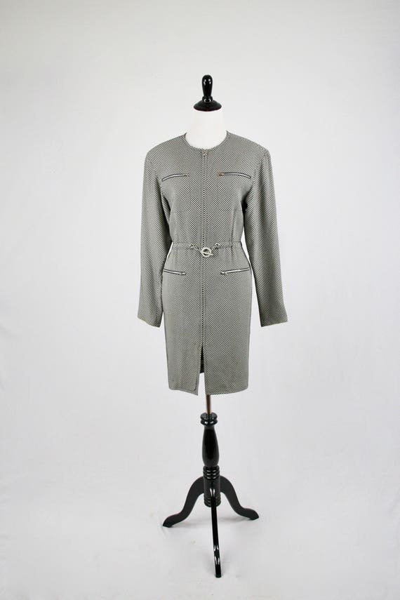 1980s Emanuel Ungaro Zippered Checkerboard Dress
