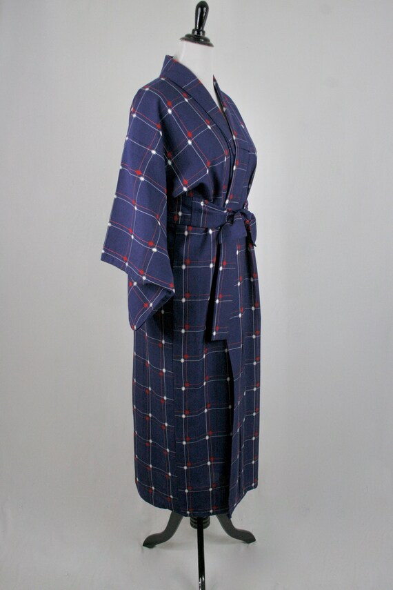 Vintage Kimono Red White Blue Robe - image 6