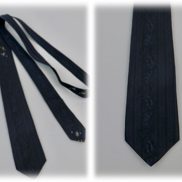 Vintage 1960s Necktie Skinny Navy Tie