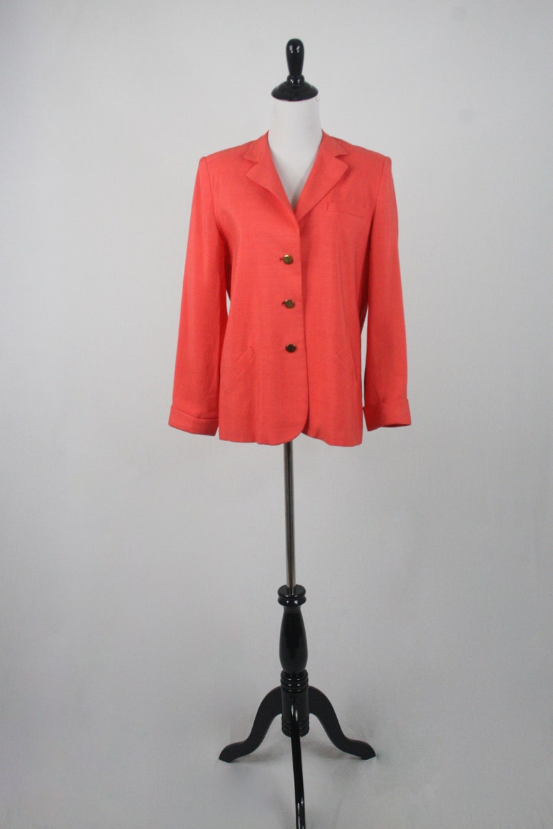 1980s Blazer Orange Linen Look Lillie Rubin Jacket