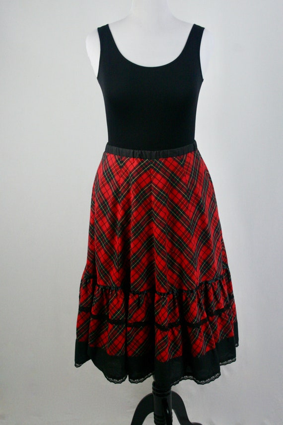 Vintage Skirt Red Plaid Prairie Skirt Volup Vinta… - image 3