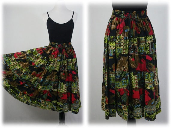 Vintage Skirt Rayon Tiered Le Mieux Boho Skirt - image 1