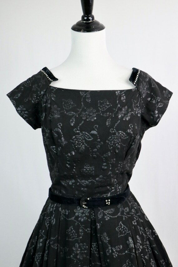 Vintage 1950s Dress Alex Coleman California Black… - image 4