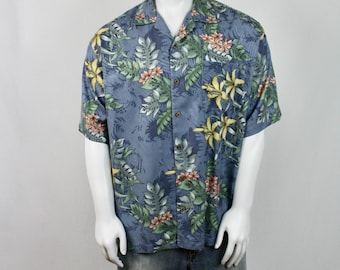 Vintage Aloha Shirt Silk Tommy Bahama Shirt Large