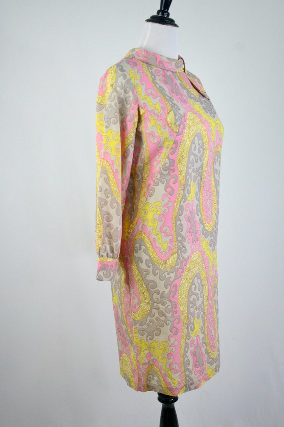 Vintage 1970s Dress Groovy Print Polyester Crepe … - image 5