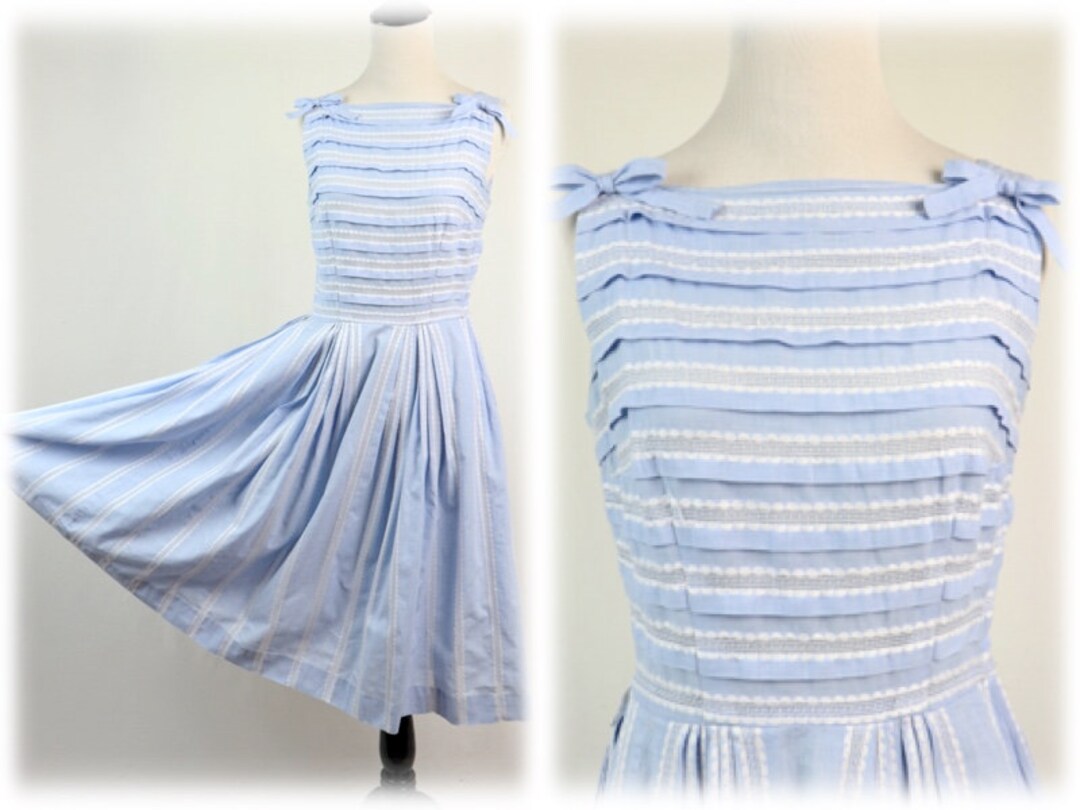 1950s Blue Pink Rose Print Dress by Betty Barclay | XS/S