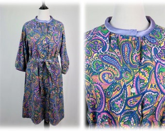 60's Vintage Bright Flower Power Quilted Loungewear Robe by Dela Ann ...