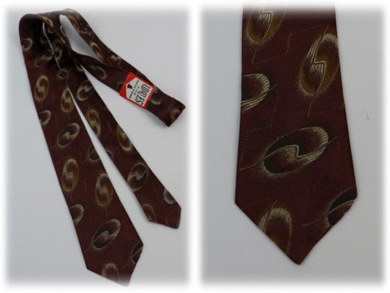 Vintage 1960s Necktie Wales Fine Neckwear Brown S… - image 1
