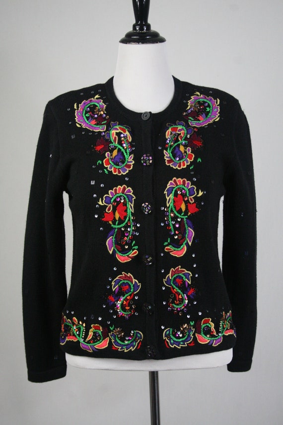 Vintage Sweater Jack B Quick Embellished Cardigan… - image 3