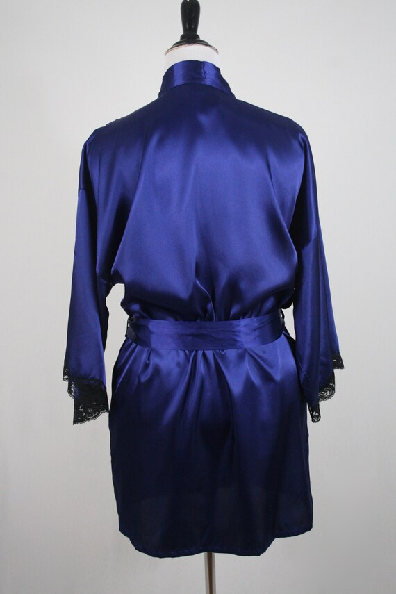 Vintage Robe Fredericks of Hollywood Navy Satin W… - image 7