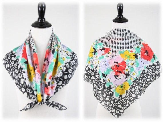 1980s Scarf Avon NOS Fancy Florals Square Scarf
