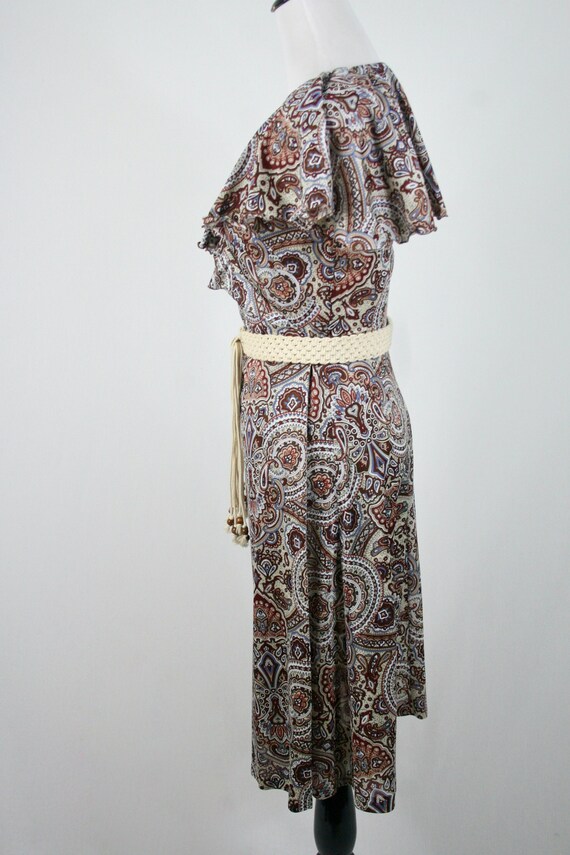 1970s Dress Wrap Style Bertha Collar Dress - image 8