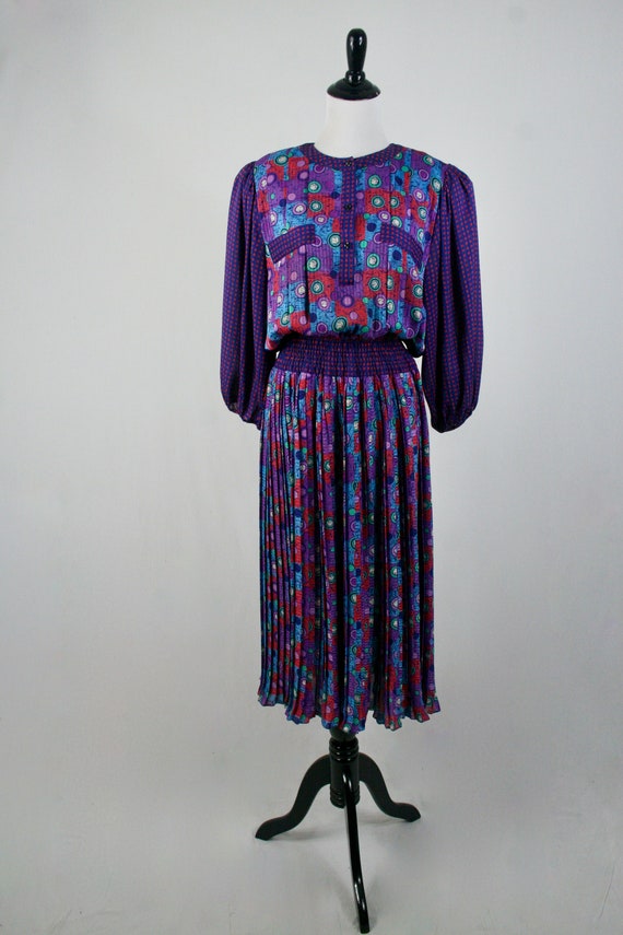 Vintage 1980s Diane Freis Original Dress Pleated … - image 2