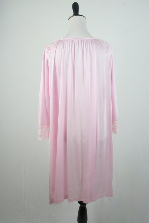 Vintage Robe Gilead Pink Nylon Lace Button Front … - image 8