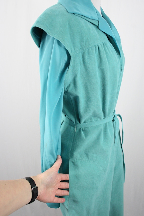 1970s Vera Maxwell Ultra Suede Turquoise Dress Bo… - image 6