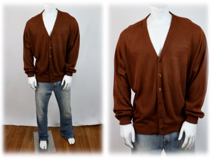 60s Brown Cardigan - Etsy 60s Brown Cardigan - Etsy
