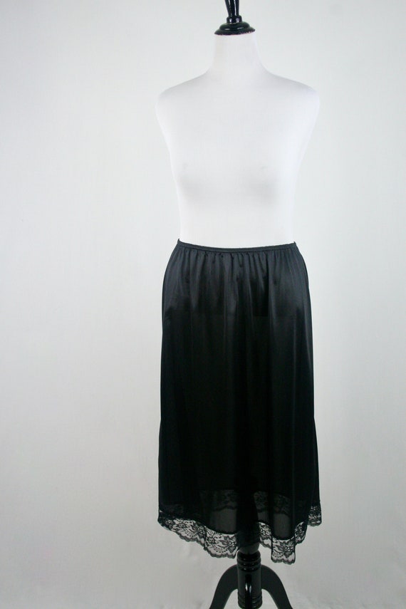 Vintage Slip Black Nylon Midi Half Slip Size 22W24W … Gem