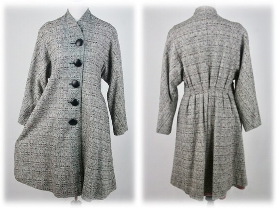 1950s Princess Coat Lightweight Rayon Large Button