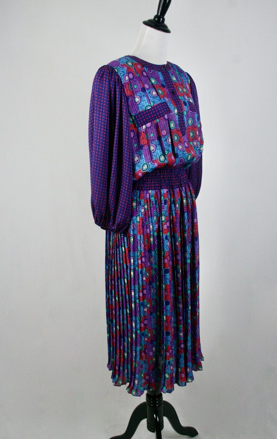 Vintage 1980s Diane Freis Original Dress Pleated … - image 6