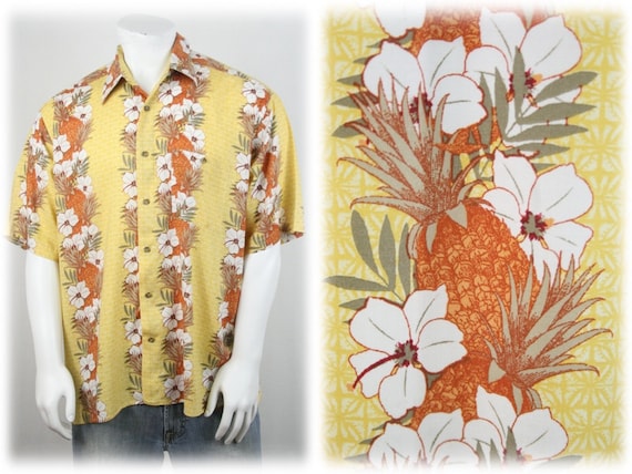 Vintage Aloha Shirt Rayon Pineapple Print Shirt XL - image 1