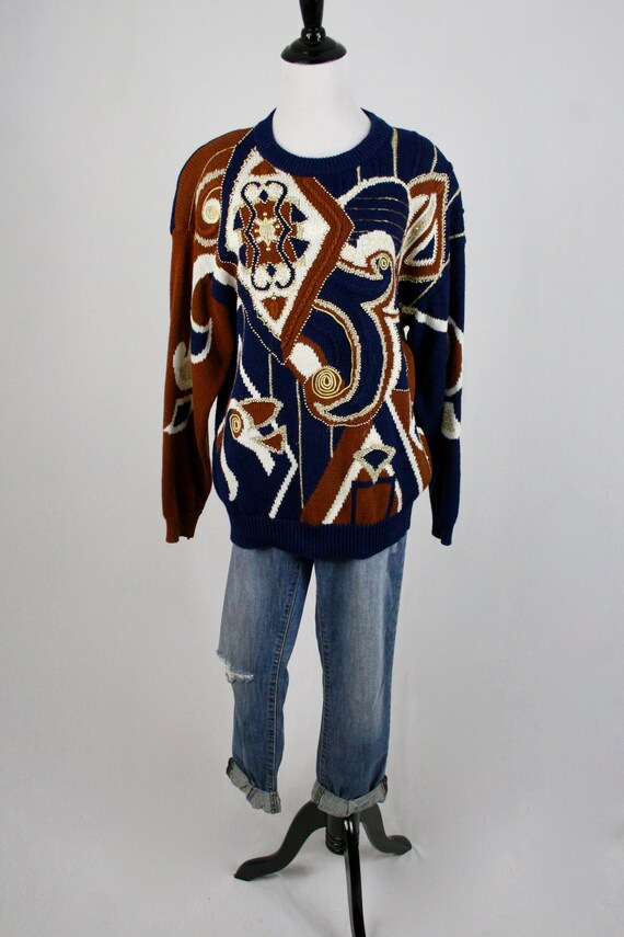 Vintage 1990s Sweater Beaded Embroidered Oversize… - image 2